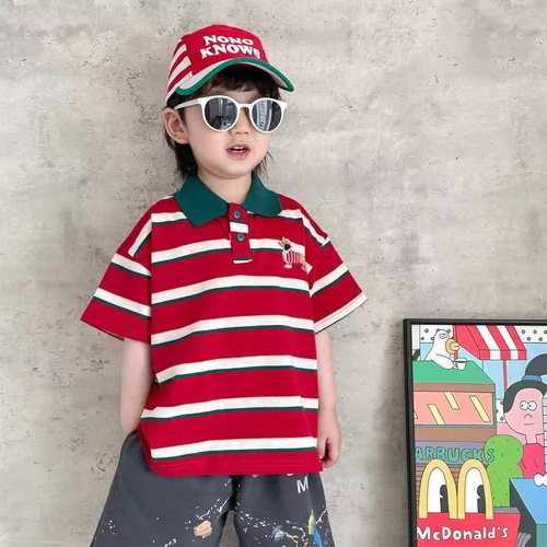 男童条纹短袖T恤儿童POLO衫
