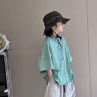 男童短袖t恤夏季新款洋气儿童男孩简约百搭帅气上衣潮多巴胺穿搭T