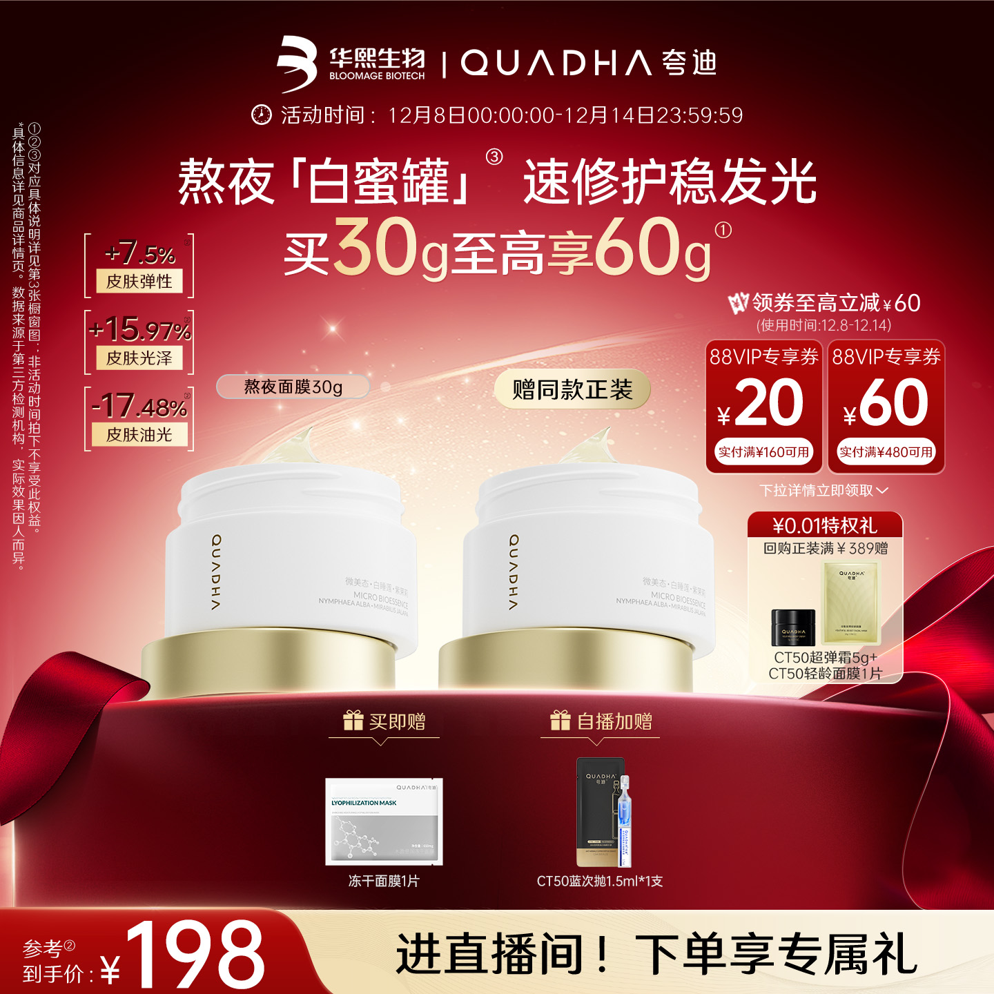 【双12礼遇】华熙生物夸迪熬夜面膜涂抹式睡眠面膜免洗抗皱护肤品