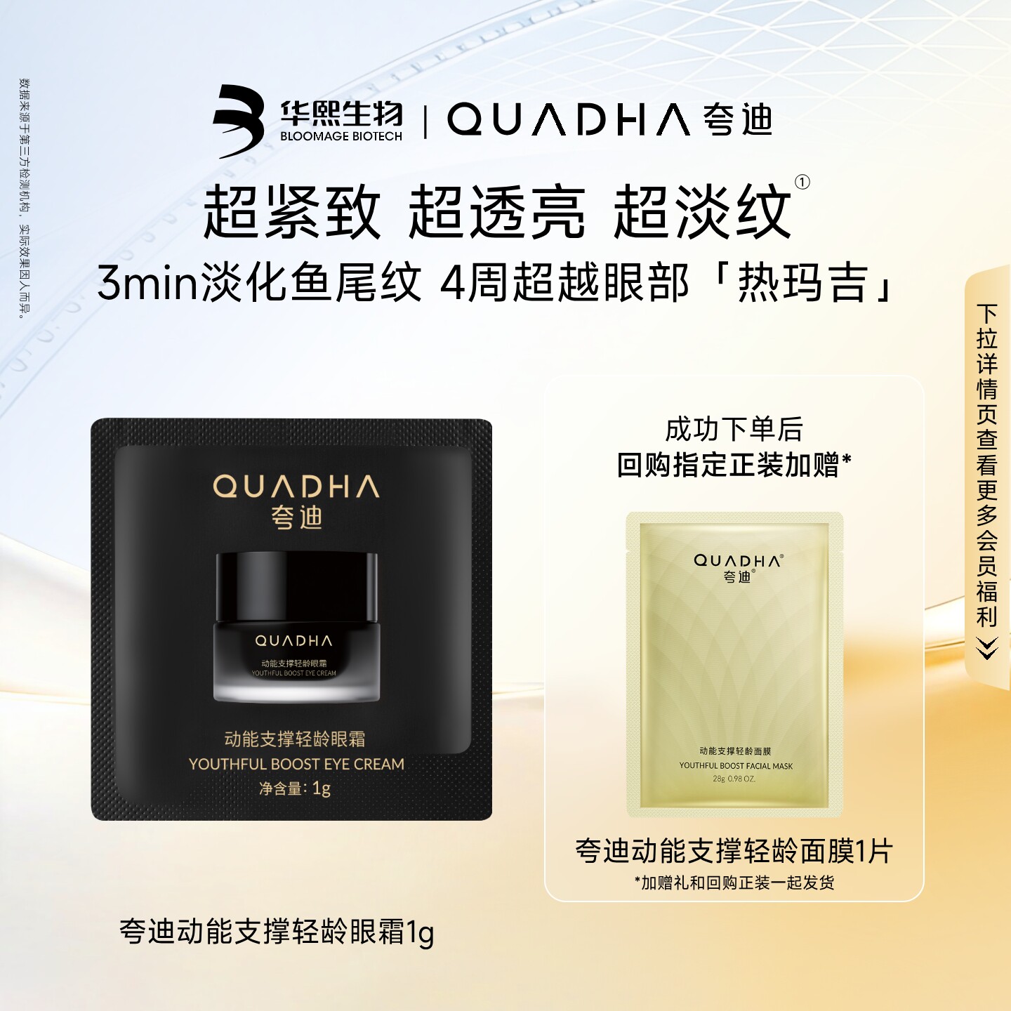 【U先试用】华熙生物夸迪CT50动能支撑轻龄眼霜1g提拉紧致 - 实物图