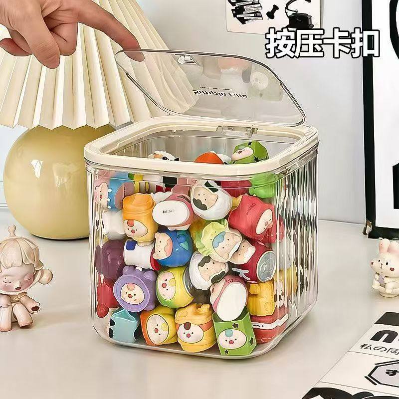 萌粒收纳盒桌面按压开盖防尘带盖小杂物零食糖果罐盲盒收纳展示架,收纳整理,其他收纳盒,淘宝优惠券,粉丝福利购,淘宝优惠卷
