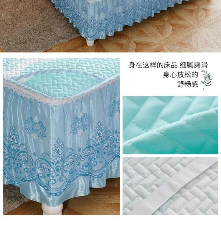 Bộ đồ giường mùa hè lưới màu đỏ trải giường Tiansi mat giường váy ba mảnh đặt băng lụa trượt đơn mảnh với nụ - Váy Petti váy giường khách sạn