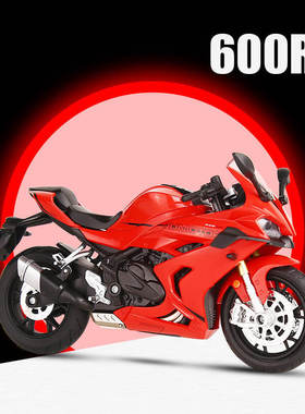 新款 礼盒装 1:12钱江赛600RS摩托合金仿真儿童带声光汽车模型