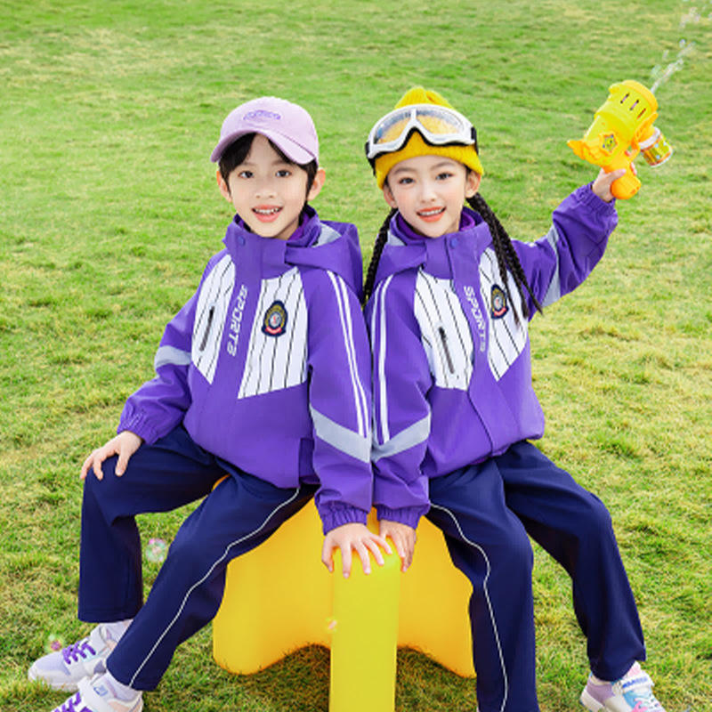 儿童冲锋衣运动套装秋冬装小学生校服春秋装三件套班服幼儿园园服