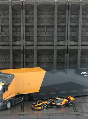 新款 仿真F1赛事系列货柜车合金模型汽车摆件运输卡车车队1:43