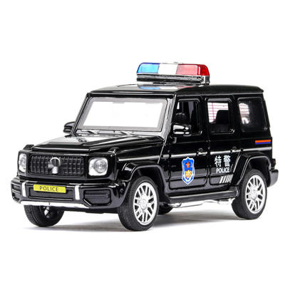 新款 盒装仿真1:32大奔G63合金儿童玩具特警声光开门