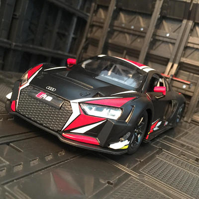 新款 仿真R8 LMS拉力赛车模型合金汽车摆件收藏金属声光玩具