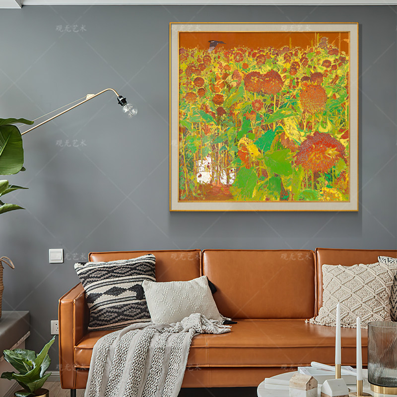 观无原作版画/高连保《太阳光金亮亮》入户玄关餐厅向日葵装饰画
