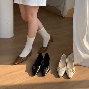 DASU皮带扣粗跟通勤单鞋 法式 气质方头浅口玛丽珍鞋 女2026春夏新款
