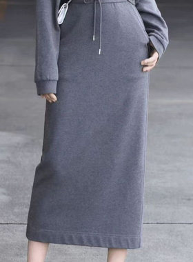 [商场同款]2025早秋运动休闲中长款松紧腰直筒半身裙卫裙女120027