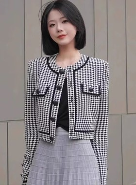 G家女装专柜正品2023秋新款千鸟格小香风外套1400677-4K19121-001