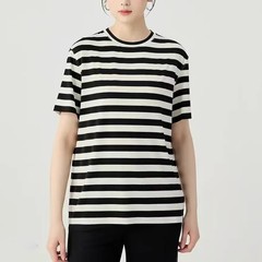 [商场同款]2025夏新款宽松休闲百搭圆领条纹短袖T恤女1300901