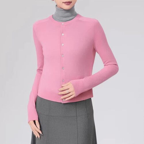 [商场同款]2025春新款圆领修身长袖羊毛针织开衫女548022-4t09955