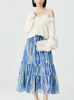 [商场同款]2025新款涂鸦彩色甜美松紧腰蛋糕裙高腰半身裙1200355