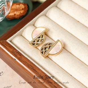 铜合金 5.31高品质 s925银针 厚镀K金 气质轻奢耳钉女 贝壳