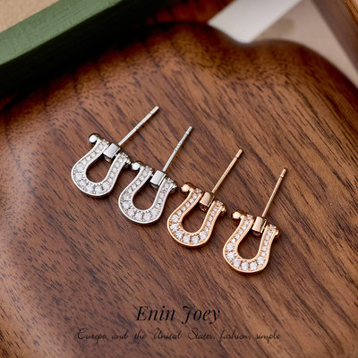 高版锆石镀金耳钉轻奢高级气质女