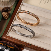 高版 窄版 锆石 7.02高品质 黄铜厚镀真金 重工轻奢手镯