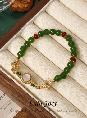 玉髓贝母锆石镀金绿色绿色串珠女