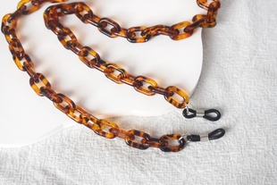 欧美玳瑁琥珀色眼镜链亚克力眼镜男女装 饰挂链防滑防丢粗眼镜链条