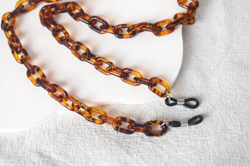 欧美玳瑁琥珀色眼镜链亚克力眼镜男女装饰挂链防滑防丢粗眼镜链条