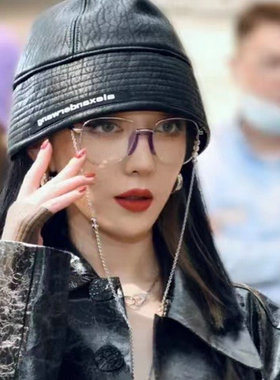 个性带珍珠链条超轻眼镜镜架