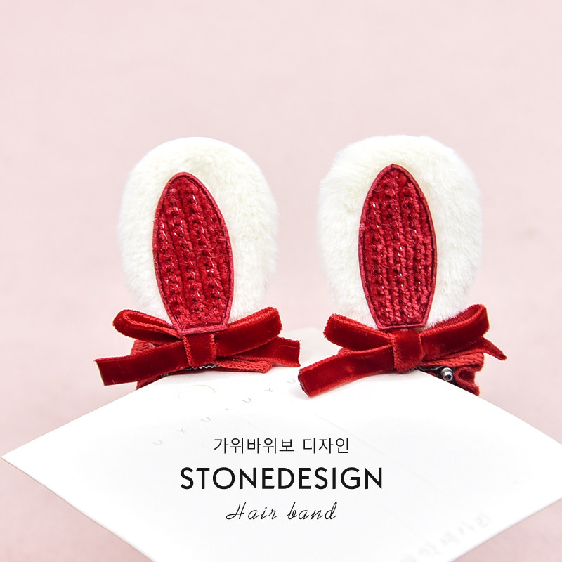 可爱立体耳朵兔子蝴蝶结发夹女童红色新年发饰儿童发卡鸭嘴夹,童装/婴儿装/亲子装,发饰,淘宝优惠券,粉丝福利购,淘宝优惠卷