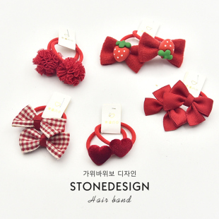 儿童皮筋红色过年头饰宝宝发绳不伤发女童头绳婴儿发量少发圈发饰