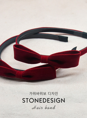 儿童红色丝绒蝴蝶结发箍女童带齿防滑头箍公主过年碎发发卡不伤发