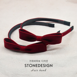 儿童红色丝绒蝴蝶结发箍女童带齿防滑头箍公主过年碎发发卡不伤发