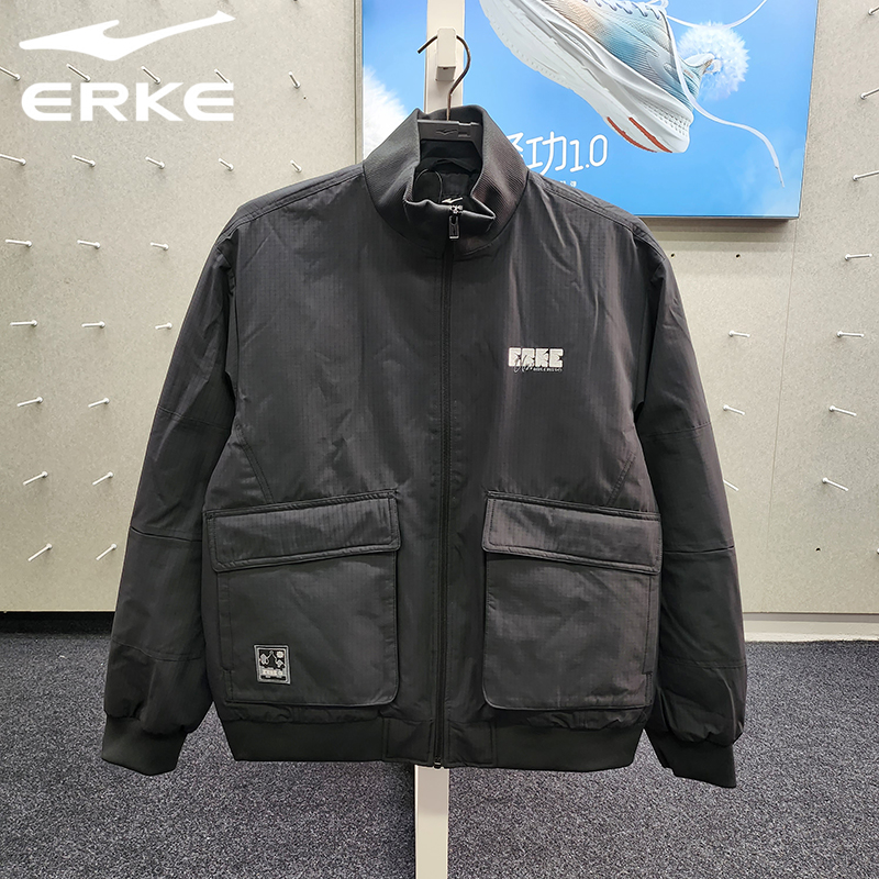 鸿星尔克2025冬季新品男子立领运动羽绒服保暖夹克男10225402239