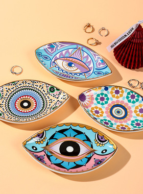 创意恶魔之眼首饰收纳盘椭圆眼睛