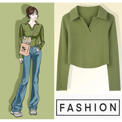 设计感小众翻领毛衣女