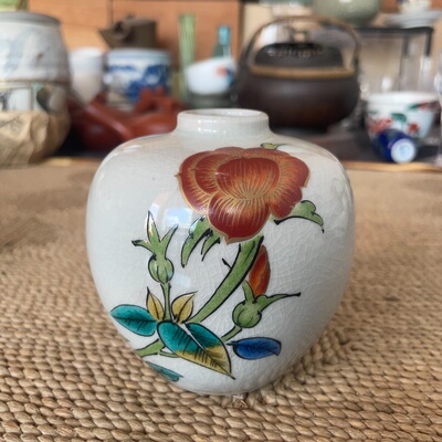 日本制 九谷烧 宗山款 花瓶 花器 迷你 1-302