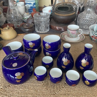 酒杯 394 整套茶具 手绘 酒壶 茶杯 侧把壶 酒具 西山造 日本制