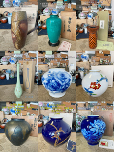 日本制 花瓶 深川制 大仓陶园 香兰社 铜制  竹编 备前烧 七宝烧