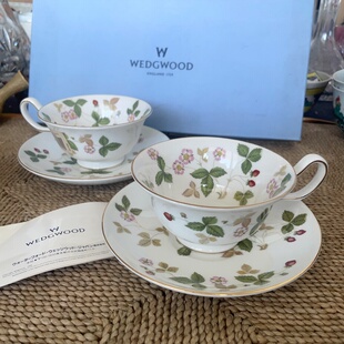 日本回流 英国制 Wedgwood 韦奇伍德 野草莓 骨瓷 咖啡杯 1-378