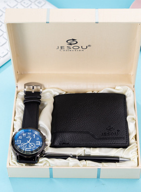 Wristwatch wallet cufflink ballpoint pen Gifts Set for men