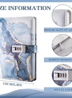 Diary with Lock A5 PU Leather Journal Vintage Notebook plan