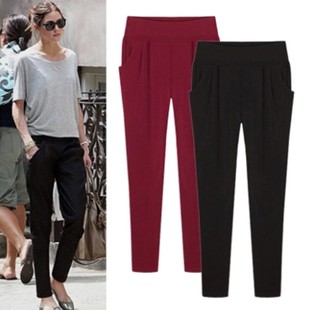 新款 200斤小脚裤 胖mm秋装 弹力加肥加大女裤 哈伦裤 2019年秋季
