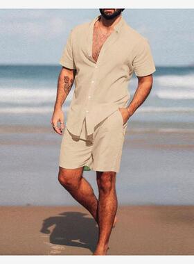 shirts for men summer shorts beach wear 2piece set 两件套