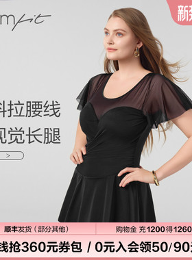 Comfit连体泳衣黑色性感显瘦A字裙摆度假夏季薄款度假泳装CS00003