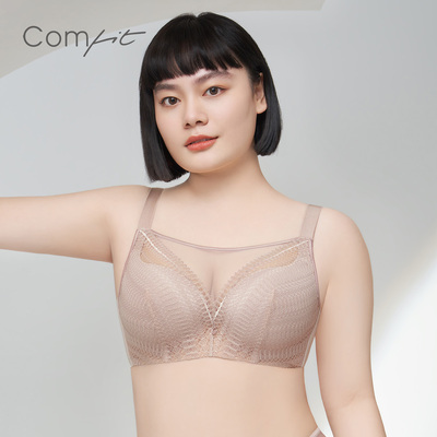 Comfit抹胸大码内衣女薄款蕾丝网纱上托调整型抗菌文胸CB00139
