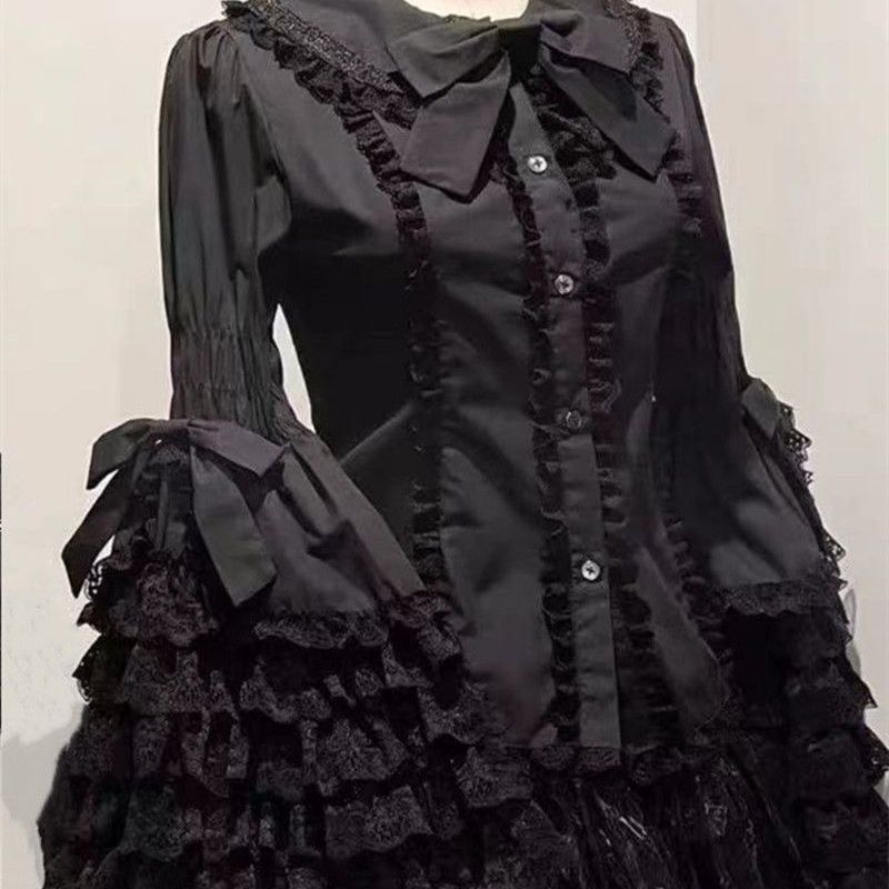 蕾丝doll感lolita姬袖衬衫内搭l长袖洛丽塔百搭lolita内搭现货