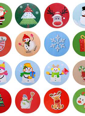 500pcs/roll Merry Christmas Kraft Handmade Sticker For