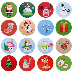 500pcs/roll Merry Christmas Kraft Handmade Sticker For