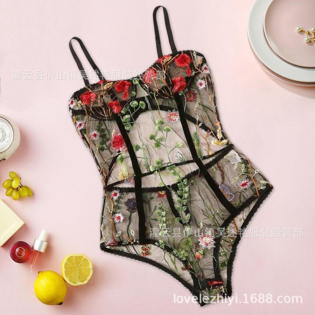 Sexy lingerie sexy openwork lace suspender nigtdress