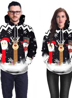christmas clothes men's women's christmas hooded swe