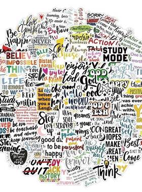 50/100pcs English Letters Inspirational Quotes Sticker