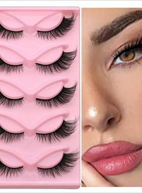 5 Pair Faux Mink Fox Lashes 3D Cat Eye False Eyelashes假睫毛