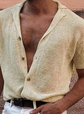 Short sleeved knitwear summer thin loose POLO shirt for men